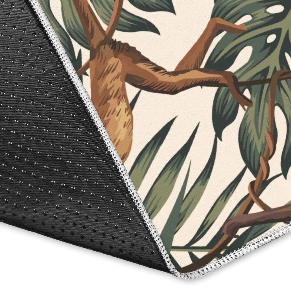 Monkey Tropical Leaves Background Area Rug