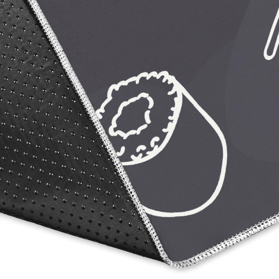 Sushi Pattern Black Background Area Rug