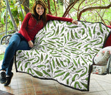 Hand Drawn Sketch Style Green Chili Peppers Pattern Premium Quilt