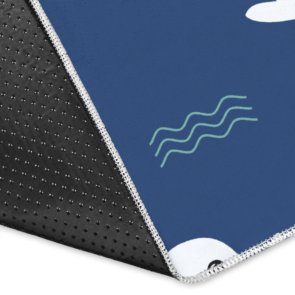 Cute White Baby Sea Lion Seal Pattern Area Rug