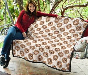 Lion Pattern Print Design 01 Premium Quilt