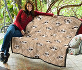 Cute Raccoon Heart Pattern Premium Quilt