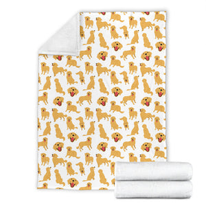 Golden Retriever Pattern Print Design 05 Premium Blanket
