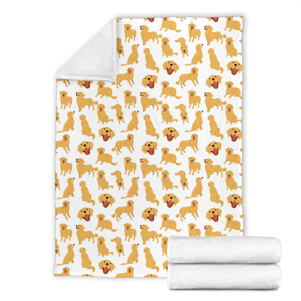 Golden Retriever Pattern Print Design 05 Premium Blanket