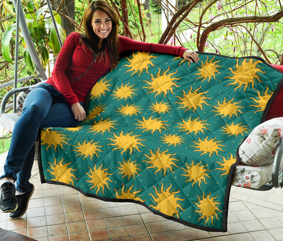 Sun Green Background Premium Quilt