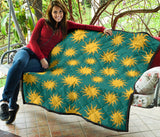 Sun Green Background Premium Quilt