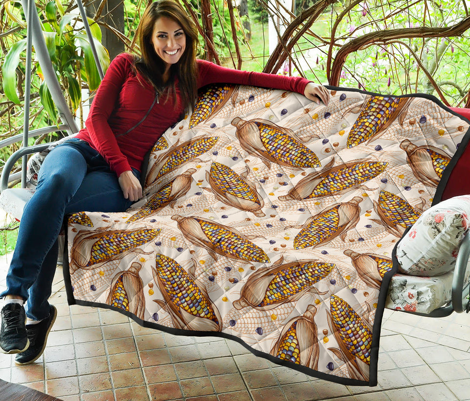 Corn Pattern Print Design 03 Premium Quilt