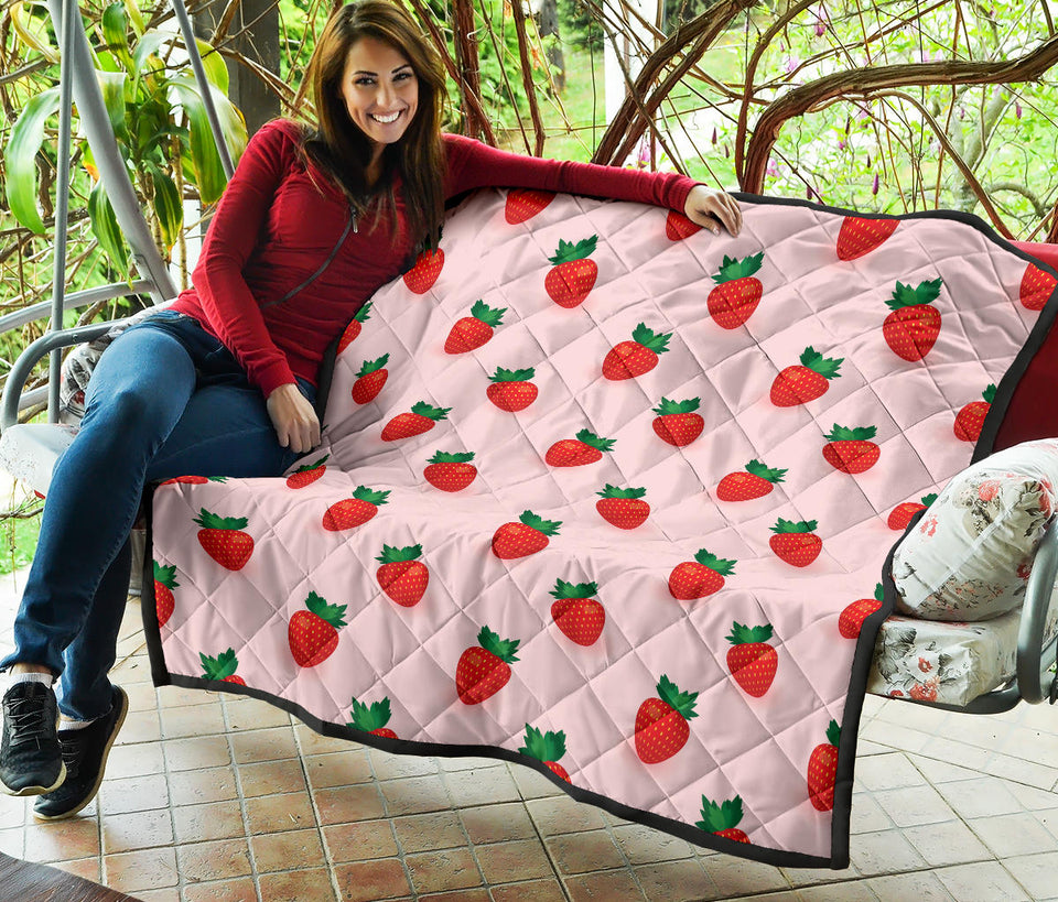 Strawberry Beautiful Pattern Premium Quilt