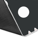 Cute White Rabbit Polka Dots Black Background Area Rug