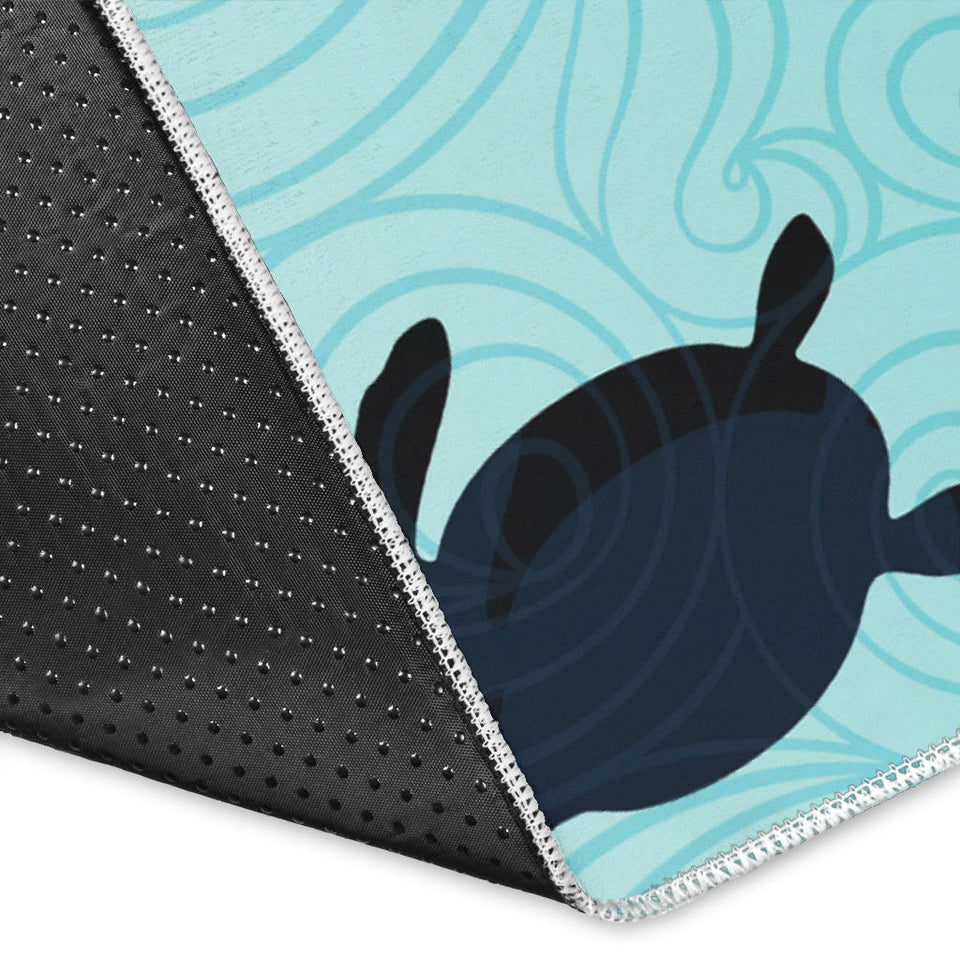 Sea Turtle With Blue Ocean Backgroud Area Rug