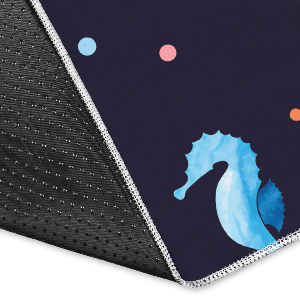 Watercolor Colorful Seahorse Pattern Area Rug