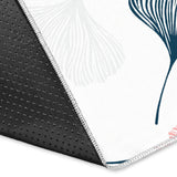 Black Gray Cream Coral Ginkgo Leaves Pattern Area Rug