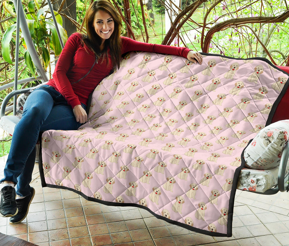 Golden Retriever Pattern Print Design 02 Premium Quilt