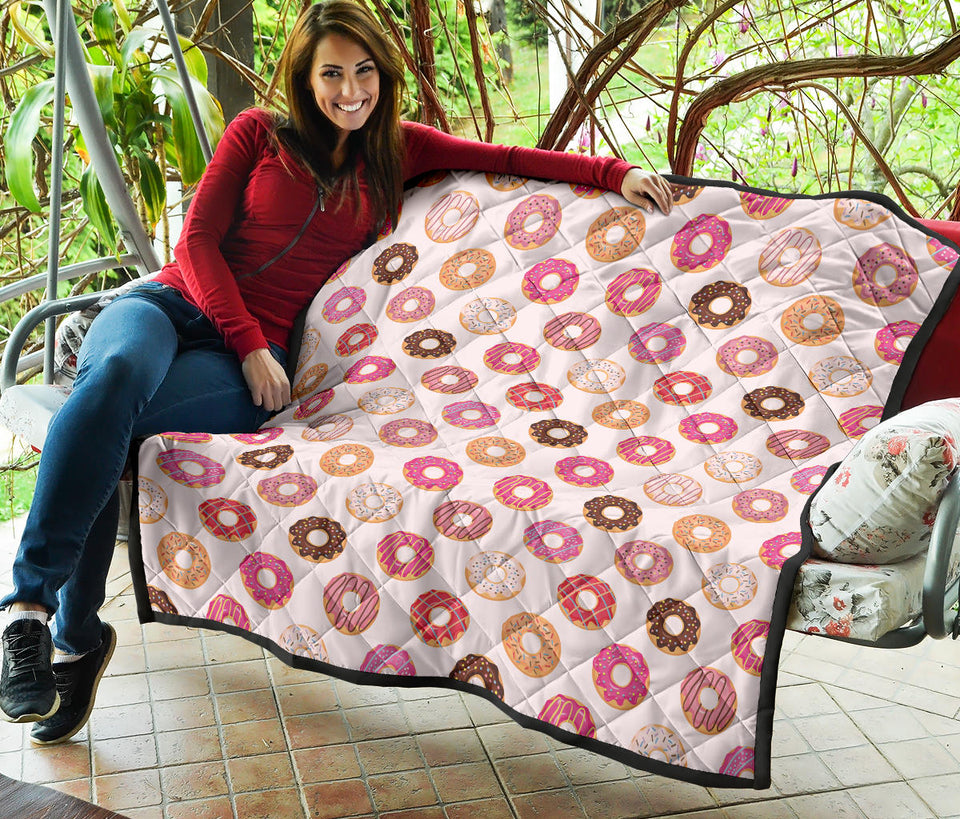 Colorful Donut Pattern Premium Quilt