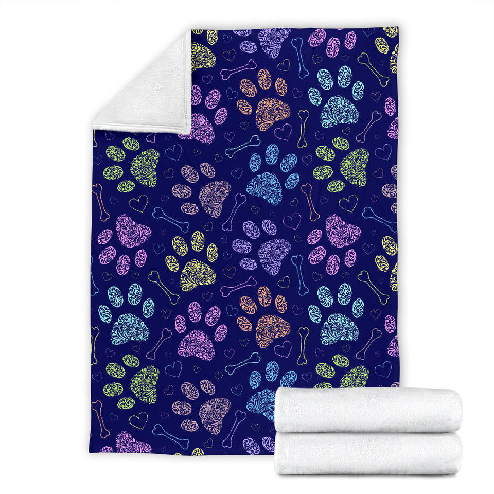 Dog Paws Pattern Print Design 02 Premium Blanket