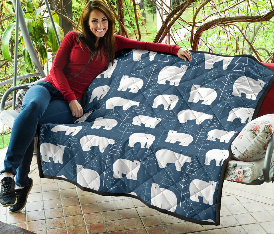 Polar Bear Mother Her Child Pattern Premium Quilt