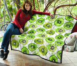 Watercolor Kiwi Pattern Premium Quilt