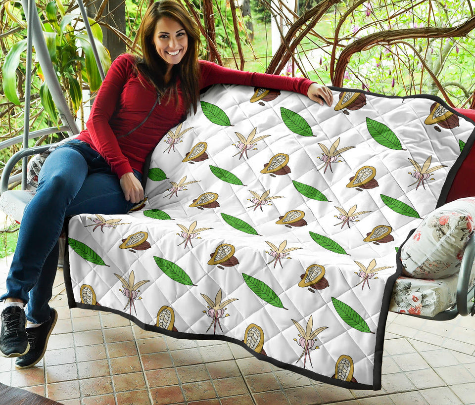 Color Hand Drawn Cocoa Pattern Premium Quilt