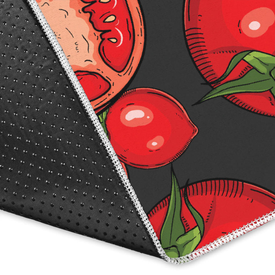 Tomato Black Background Area Rug