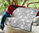 White Swan Gray Background Premium Quilt
