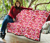 Lips Pattern Print Design 01 Premium Quilt