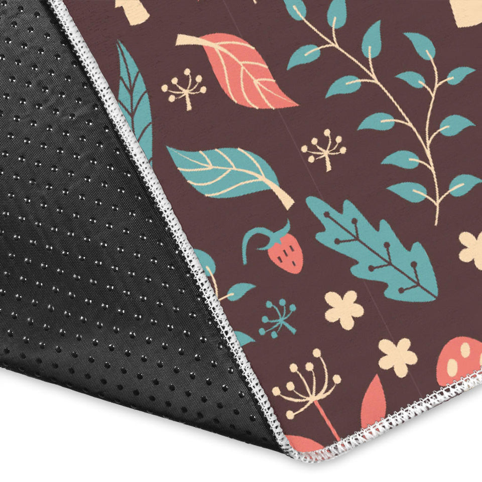 Fox Leaves Mushroom Pattern Area Rug