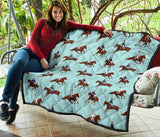 Horses Running Horses Rider Pattern Premium Quilt