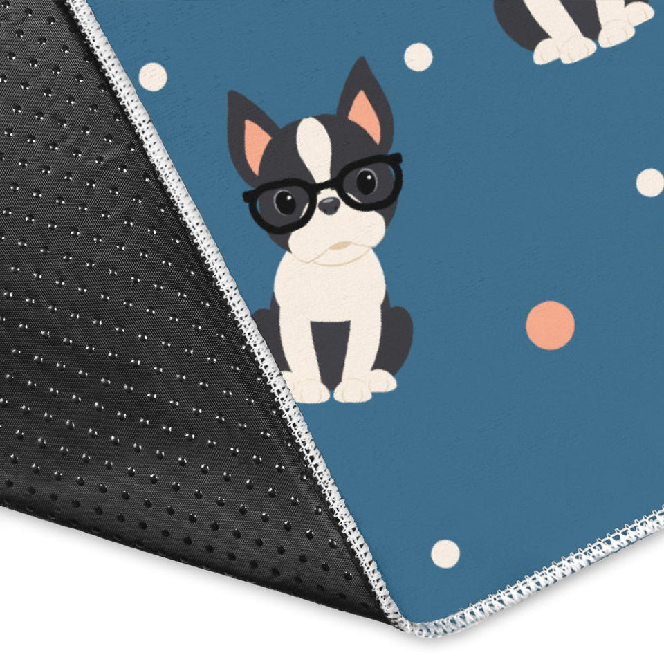 Cute Boston Terrier Dog Spattern Area Rug