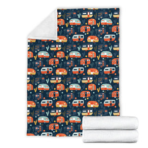 Camper Van Pattern Print Design 05 Premium Blanket