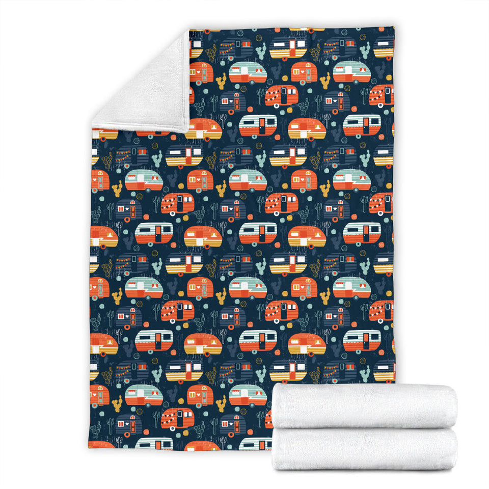 Camper Van Pattern Print Design 05 Premium Blanket