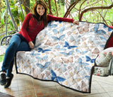Blue Butterfly Pattern Premium Quilt