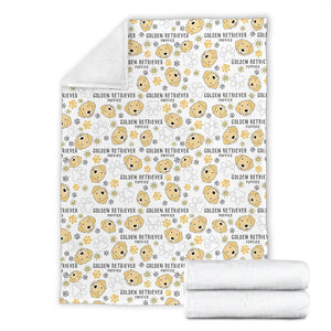Golden Retriever Pattern Print Design 04 Premium Blanket