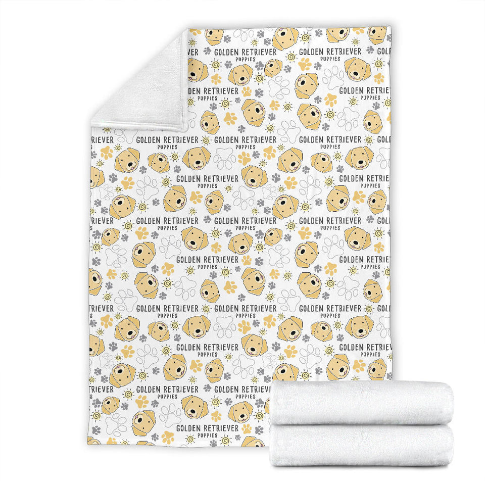 Golden Retriever Pattern Print Design 04 Premium Blanket