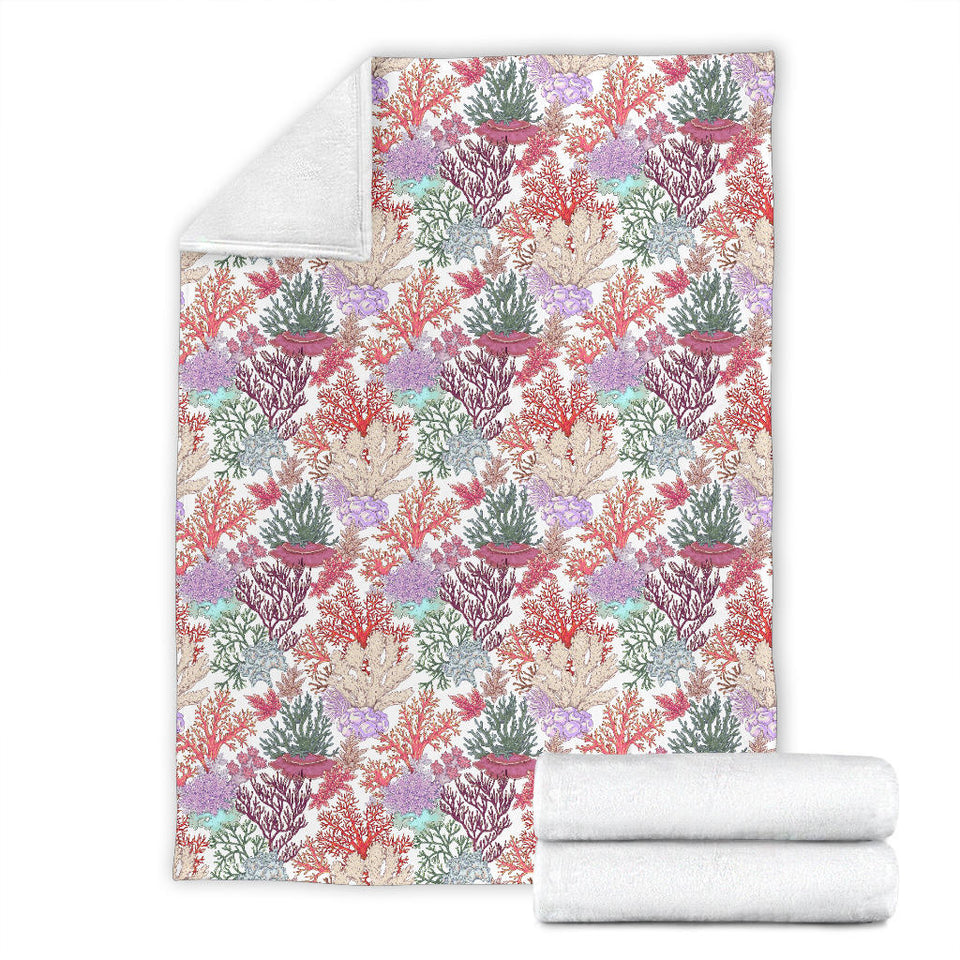 Coral Reef Pattern Print Design 03 Premium Blanket