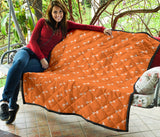 Engine Piston Orange Background Pattern Print Design 05 Premium Quilt