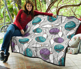 Bowling Ball And Pin Gray Background Premium Quilt