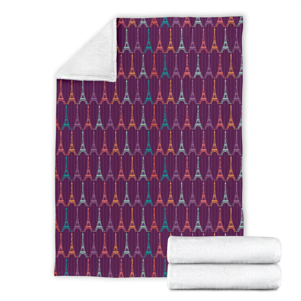 Eiffel Tower Pattern Print Design 05 Premium Blanket
