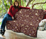 Coffee Bean Flower Pattern Premium Quilt