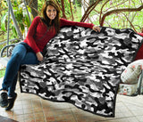 Black White Camo Camouflage Pattern Premium Quilt
