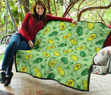 Avocado Pattern Green Background Premium Quilt