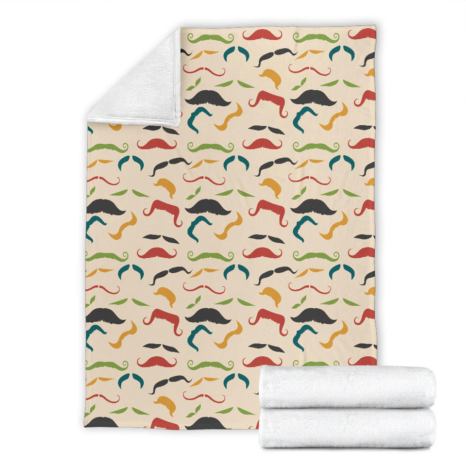 Mustache Beard Pattern Print Design 03 Premium Blanket