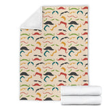 Mustache Beard Pattern Print Design 03 Premium Blanket