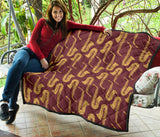 Hand Drawn Gold Saxophone Red Background  Premium Quilt