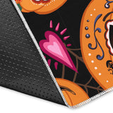 Pumpkin Flowers Spiderweb Halloween Theme Area Rug