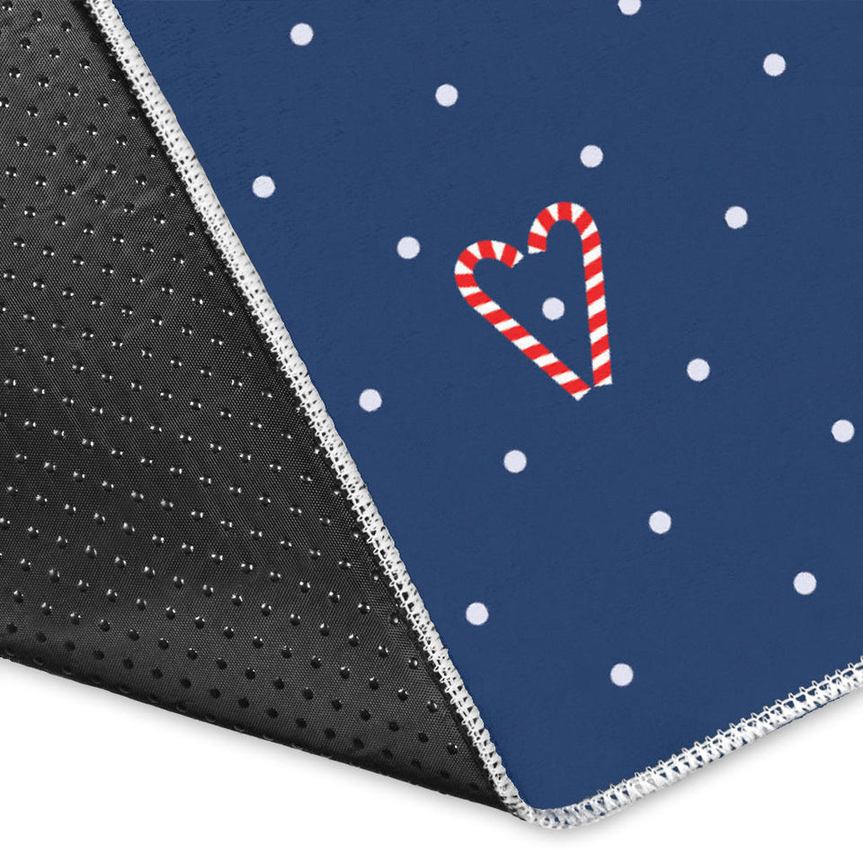 Cute Sea Lion Seal Christmas Hat Candy Cane Heart Pattern Area Rug