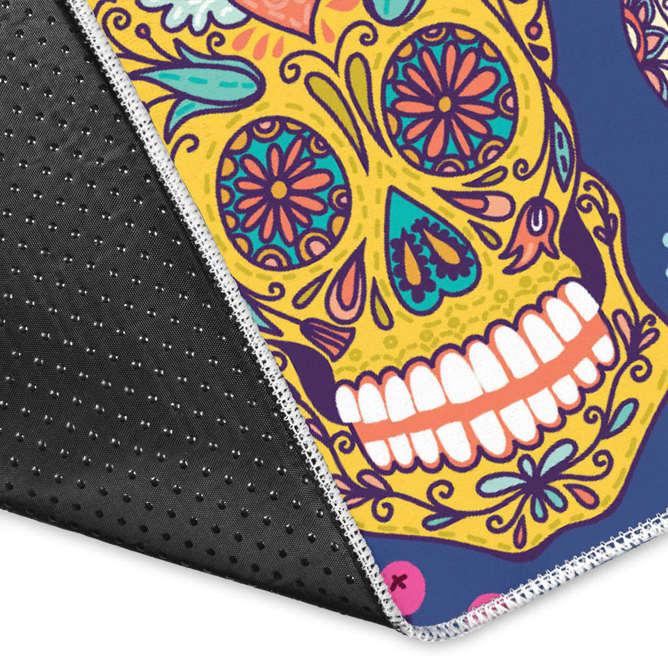 Sugar Skull Flower Pattern Area Rug