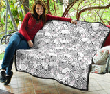 Cute French Bulldog Head Pattern Premium Quilt