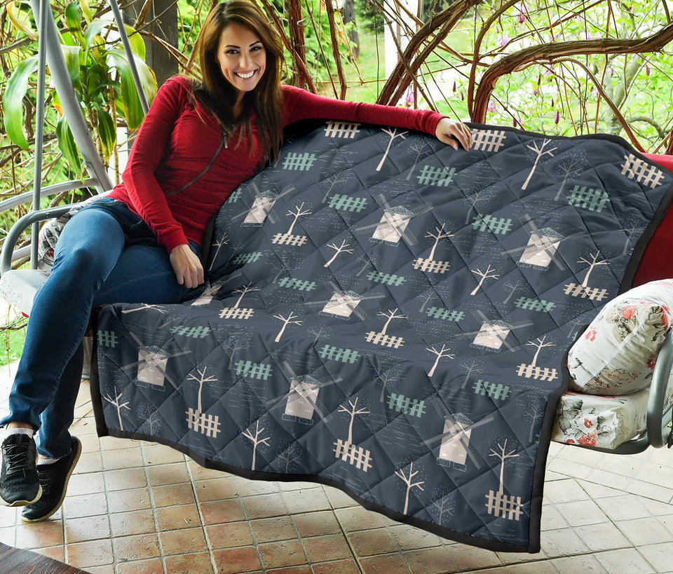 Windmill Tree Pattern Premium Quilt