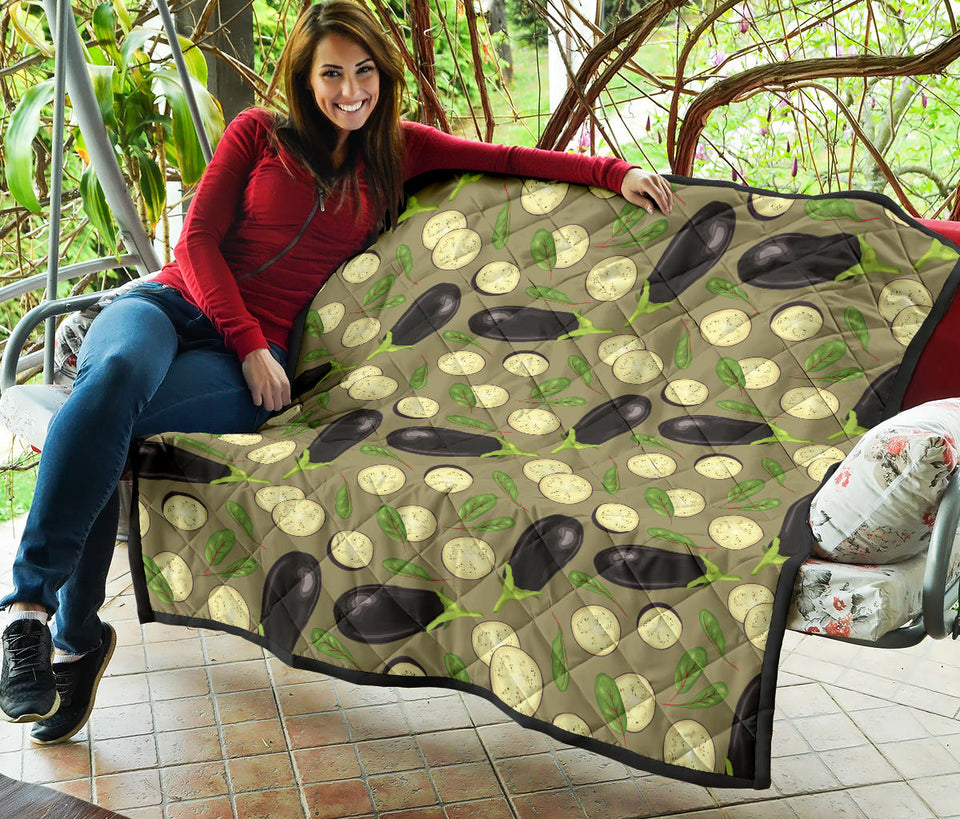 Eggplant Pattern Print Design 02 Premium Quilt