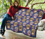 Sugar Skull Flower Pattern Premium Quilt